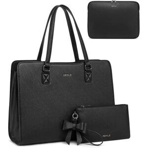 Keyli 4pc Sets Laptop Bag for Women Large Leather Laptop Briefcase with USB